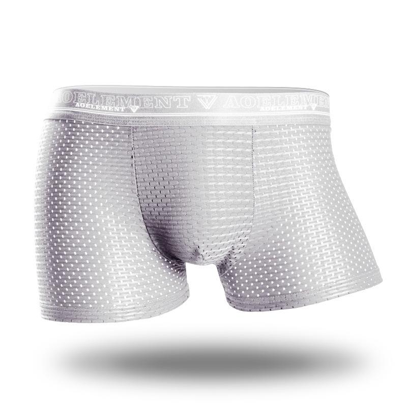 Men's Ice Silk Mesh Boxer Briefs - Breathable Mid-Rise Large Size Summer Underwear