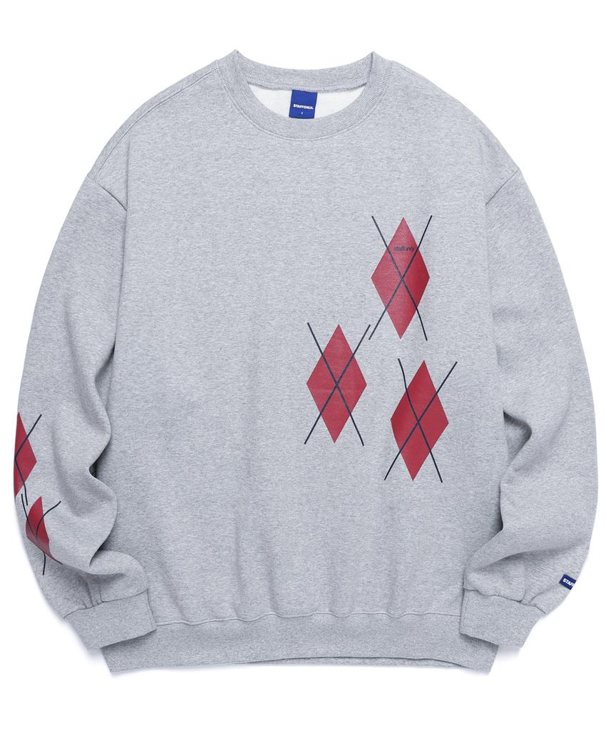 STAFFONLY Big Argyle Sweatshirts (Melange Gray)