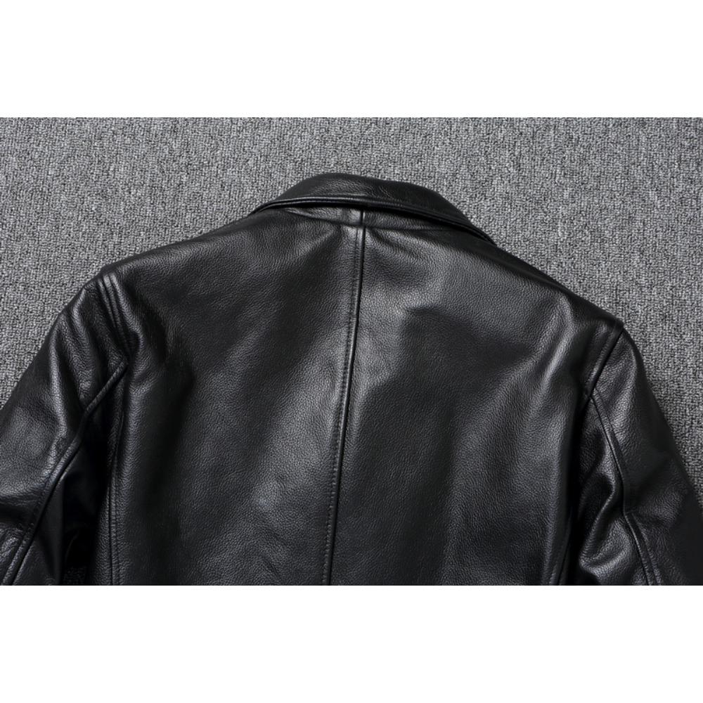 Chinese Size Long Men Leather Coat Genuine Soft Cow Leather Classic Double Breasted Turn Down Collar Leather Jackets For Men Clothing Autumn
