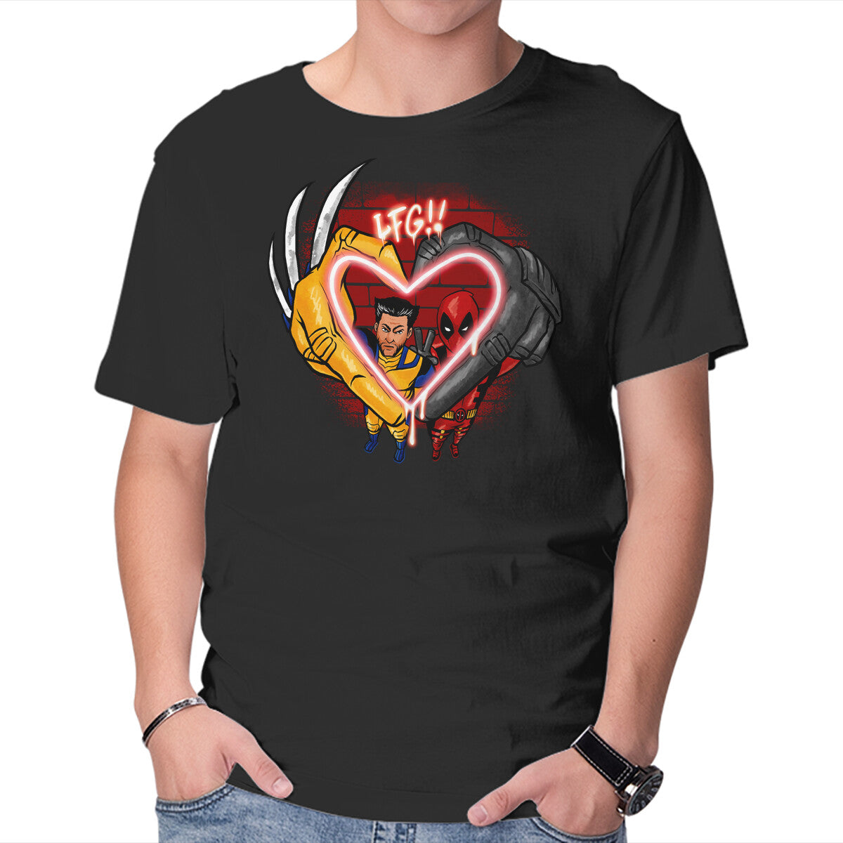 Unisex Crew Neck T-Shirt Love In Crime Graphic Short Sleeve Casual Tee XS