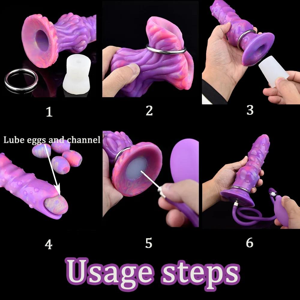 Silicone Anal Plug Luminous Ovipositor Lay Eggs Anal Dildo with Granular Surface Vagina Balls Adult Sex Toy for Woman Men