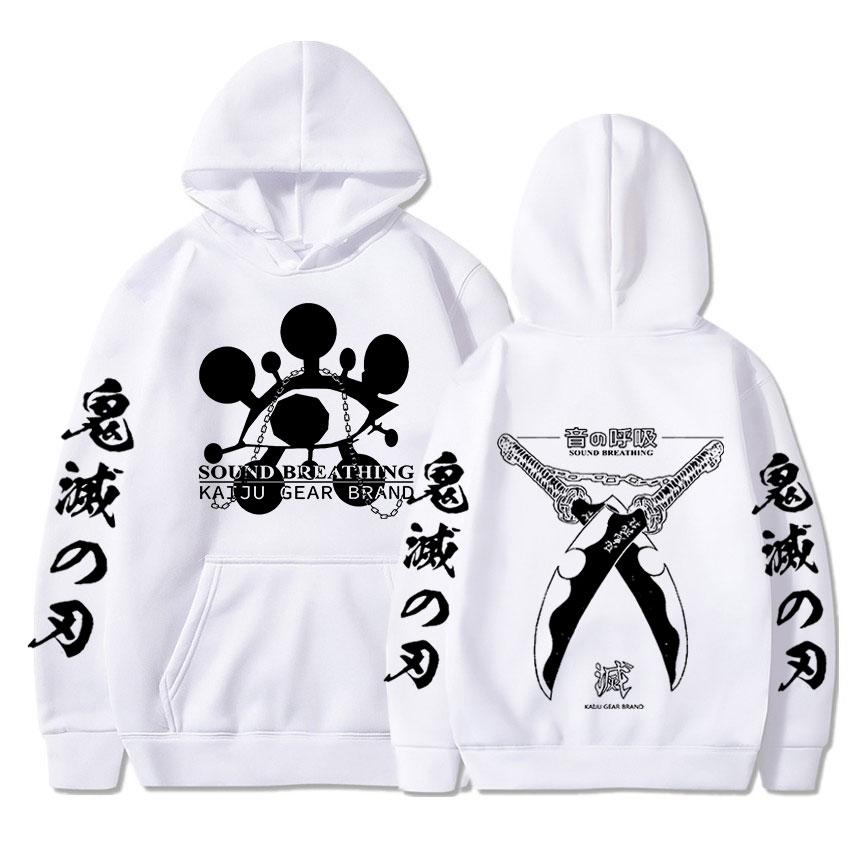 Anime Demon Slayer Hoodie Tengen Uzui Sound Breathing Doppelseitige Kapuzenpullover Herren Damenmode Übergroße Hoodies Streetwear