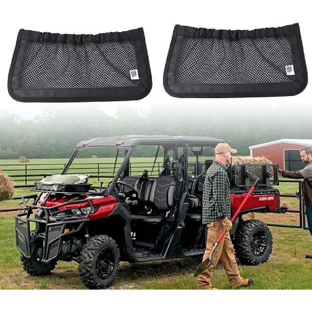 KEMIMOTO UTV Rear Backrest Storage Nets Compatible With Can Am Defender Max Replacement New OEM #715003019 Black (Sold In Pairs)