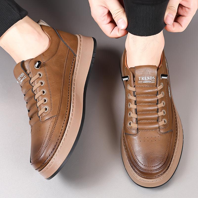 Fashion 2024 New Arrival Leather Sneakers Mens All-match Casual Shoes Outdoor Walk Footwear Lace Up Travel Oxford Shoes Male Skate Shoes