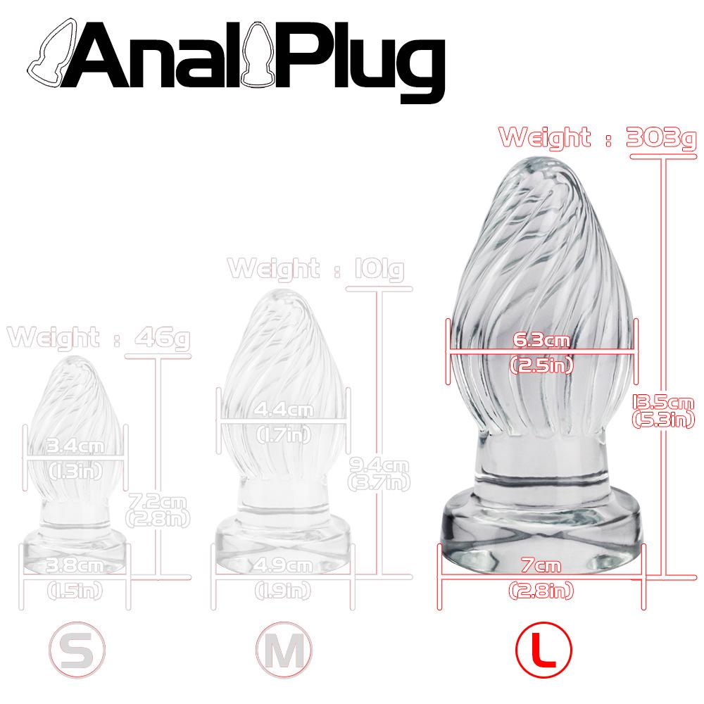 Multi-size Transparent Rear Hole Anal Plug with Suction Cup and Soft Stimulation for SM Play