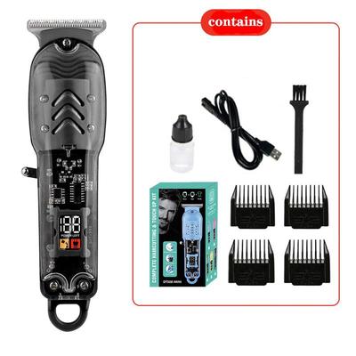 Tondeuse à cheveux professionnelle LCD rechargeable transparente rétro pour le rasage et la coupe