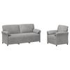 Sofa Set 2 Pieces Light Gray Velvet