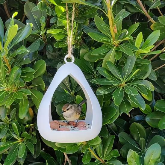 Außen hängender Vogelfutterspender, Tropfenform Kunststoff-Vogelfutterspender, Wetterfeste Vogel-Futterstation für Außenbereich, Garten, Terrasse, Balkon
