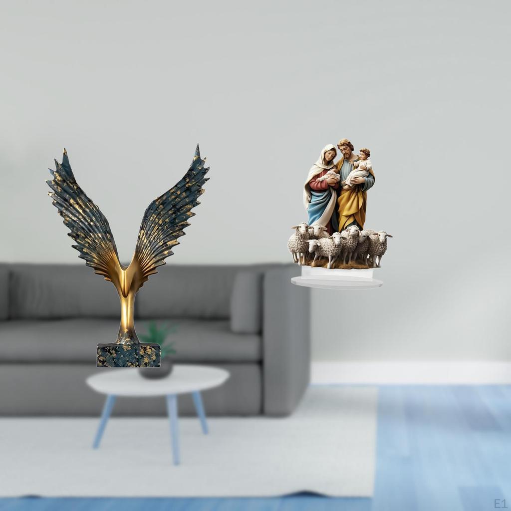 Resin Spreading Wing Acrylic Statue Sculpture Feng Shui Desktop Ornament Decorative Unique Gift