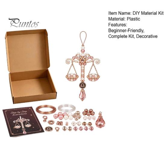 Constellation Jewelry Making Kit 12 Zodiac Beaded Ornament DIY Kit, Pendant Craft Set Unique Theme for Keychain Bag Decor, Handmade Hanging
