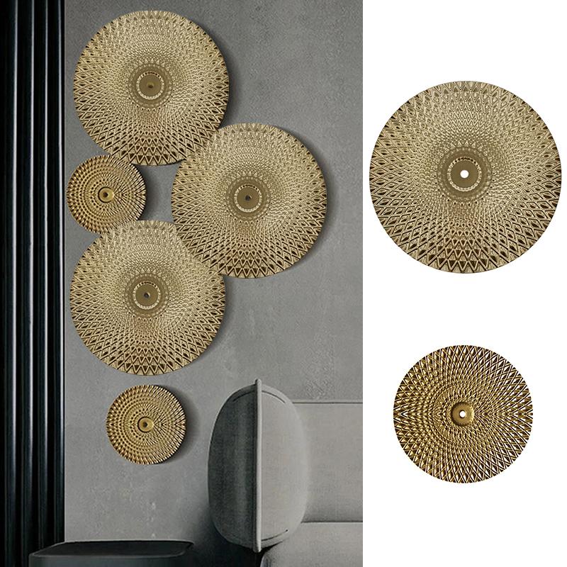 Set da Parete Rotondo Dorato Set Pendenti in Metallo per la Casa Set Disco da Parete Irregolare in Metallo