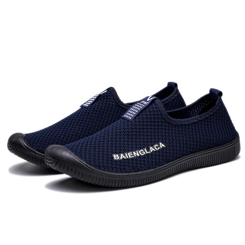 New large mesh men's shoes fly-woven breathable one-pedal men's casual sports shoes fashion lazy shoes