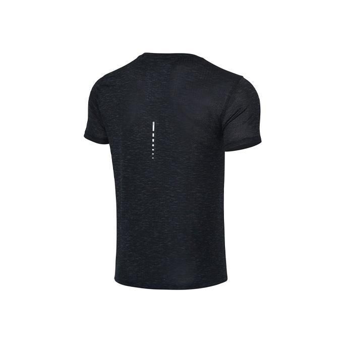 Li Ning Running Series Solid Color Sports Training Quick-Dry Round Neck Short Sleeve T-Shirt Men Tops Black Thunder-Gray ATSR049-1
