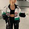 Dámská oversized Streetwear bunda s potiskem, větruodolná, s dlouhým rukávem, motorkářský styl, ležérní svrchní oblečení
