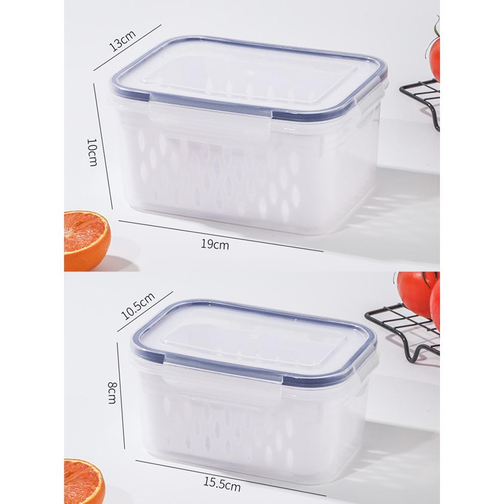 

1 шт., контейнер для хранения консервации в холодильнике, дренажная корзина, контейнеры для хранения, герметичная коробка, дренажная коробка для овощей и фруктов пищевого класса синий