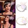 Vintage Exquisite Feather Headband Elegant Women Accessories Performance Show Crystal Sequin Masquerade Hair Band Rhinestone New