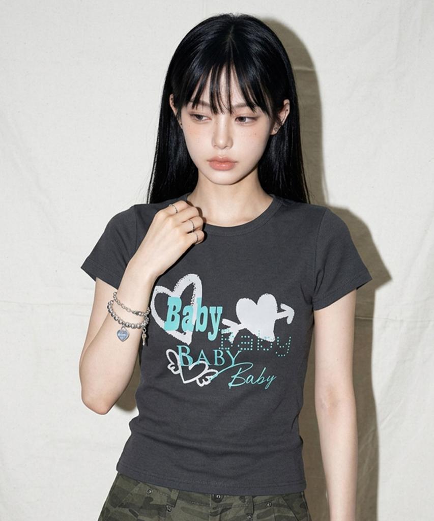 THE GREEN LAB Baby Boat Neck Slim Short Sleeve Tee [Black]
