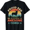 Proud Corgi Dad Vintage Retro Dog Dad Present T-Shirt