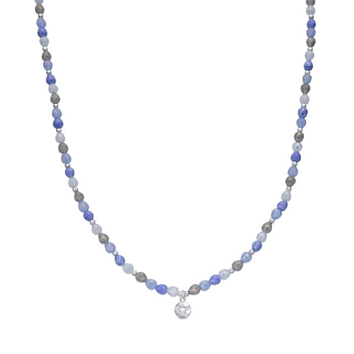 Collier - LUXENTER - Likdu - cristal bleu - finition rhodiée - 42 cm + 3 cm