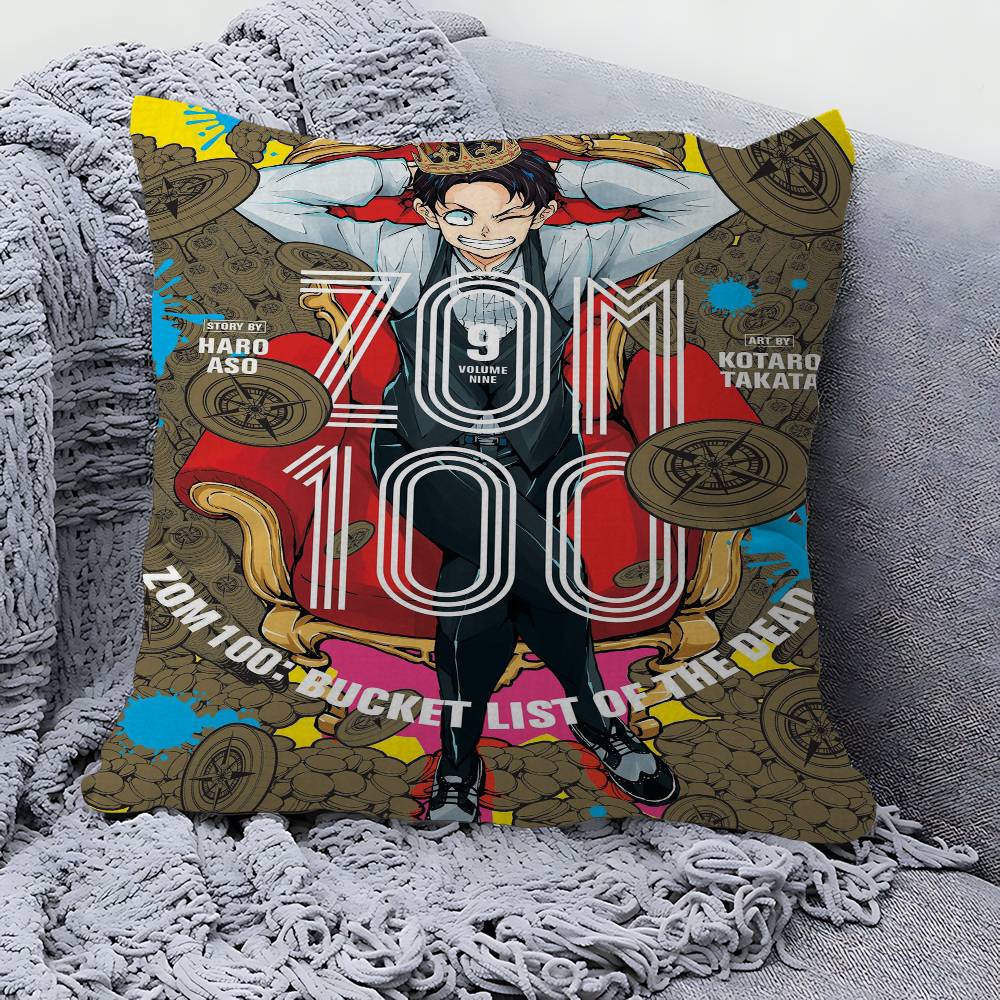 Anime Zom 100 Bucket List of the Dead Cushion Cover Inches Farmhouse Decor Home Throw Pillow Covers for Couch Decorations