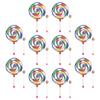 10Pcs Lollipop Shape Drum 8in Kids Tambourine Set Colorful Mallet Music Rhythm Instrument