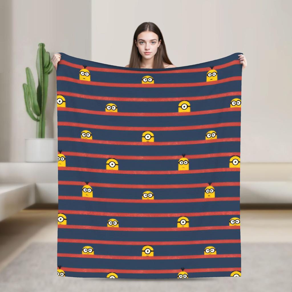 M-Minions Cartoon Christmas Flannel Blanket Warm Throw Blanket for Outdoor Travel Comfortable Bedspread Sofa Bed Cover