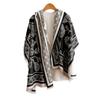 Korean High-End Petal Printing Women'S Imitation Cashmere Thermal Scarf Double-Sided Two-Color Air Conditioner Shawl