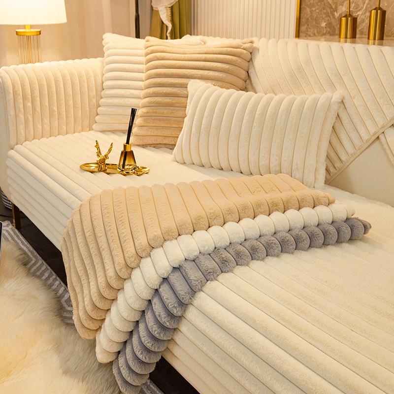 Premium Non-Slip Rabbit Fur Sofa Cushion for Autumn and Winter