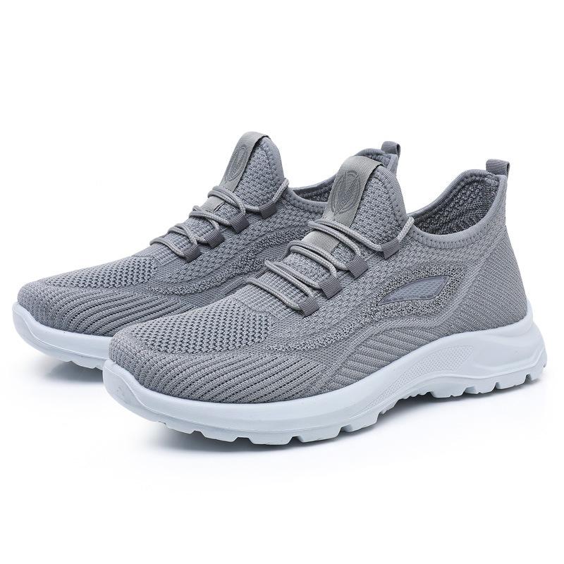 

Мужские туфли из ткани Old Beijing, лето 2025, новые нескользящие рабочие дышащие сетчатые туфли черного цвета, повседневные спортивные туфли для папы 39 серый