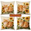 Sunflower & Ginger Cat Throw Pillow Covers Pattern Cushion Cover Suitable For Sofa Bedroom Car Pillow Cover