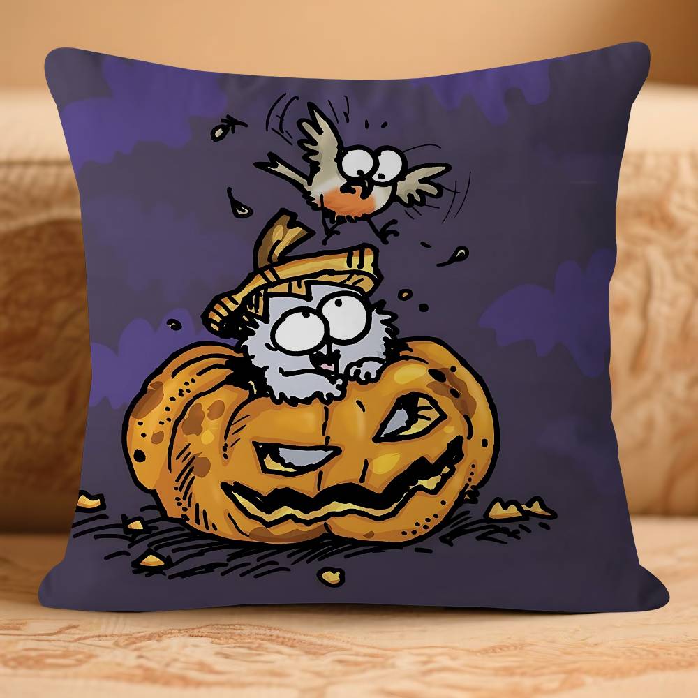 Cartoon-SIMONS CATS Pillow Case Removable Washable Cushion Cover – All-Season Soft Linen