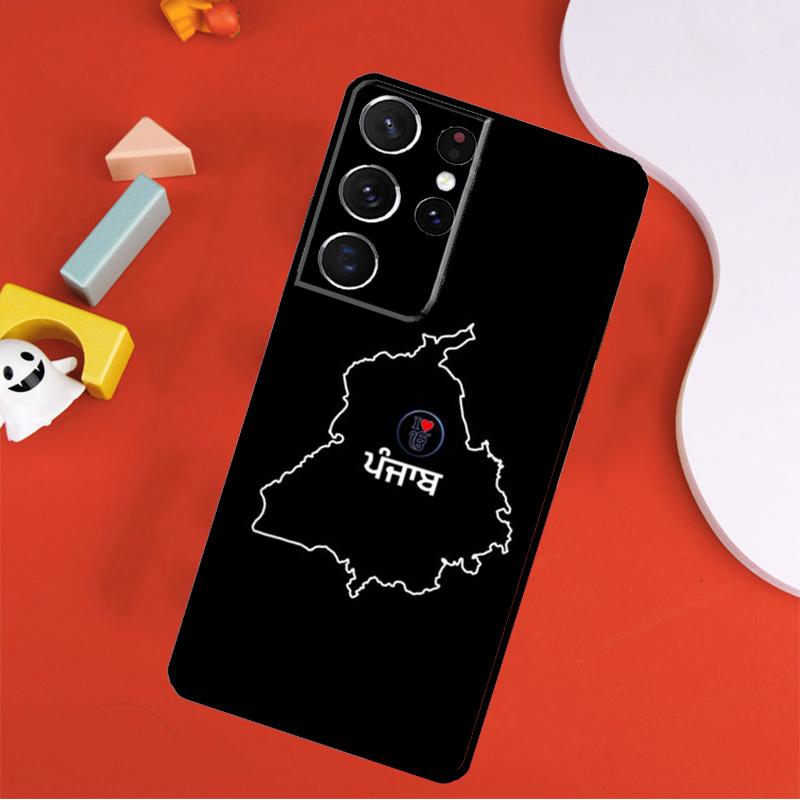 Punjab Map Outline Phone Case For Samsung Galaxy S25 Ultra S24 Ultra S9 S10 S20 S21 S22 S24 Plus S23 FE Cover