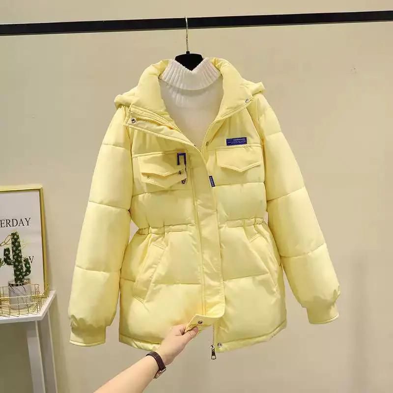 

WTEMPO Большие размеры, толстые плюшевые хлопковые пальто с подкладкой, женские свободные пуховики, хлопковые пальто на молнии с карманами XL жёлтый