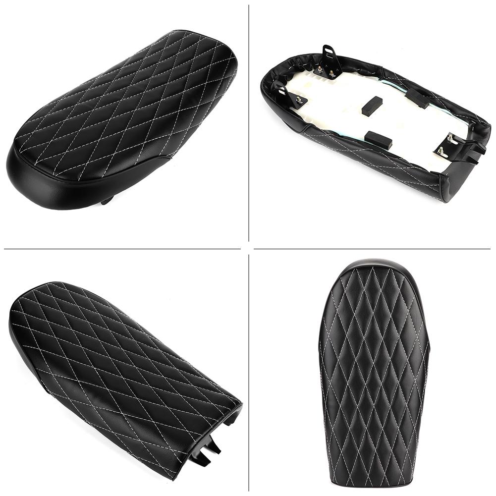 Motorcycle PU Lther Vintage St Flat Saddle Cushion for CG125 GN CG Black
