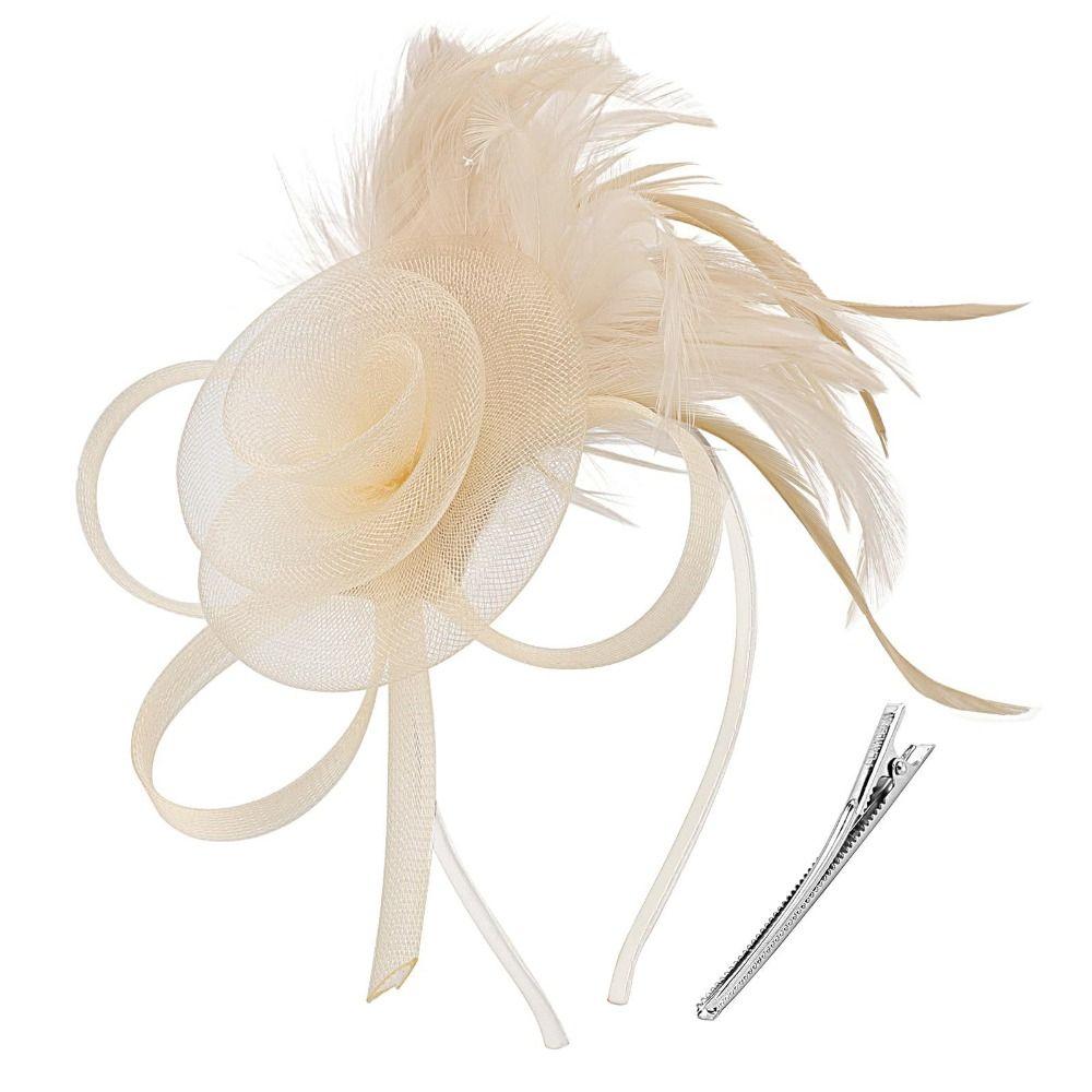 Retro Feathers Mesh Headband Luxury Fascinator Headdress Fashion Wedding Handband Girls