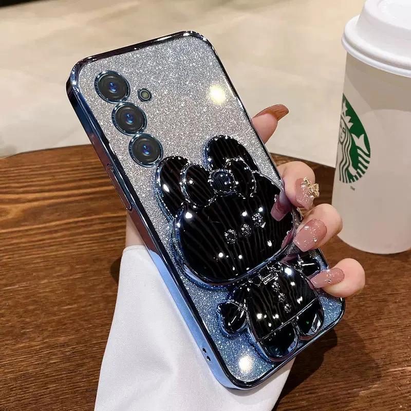 Rabbit Mirror Bracket Case for Samsung Galaxy A56 A36 A16 A06 A55 A35 A25 A15 A05 S A54 A34 A24 A14 A04 Seismic Protective Shell