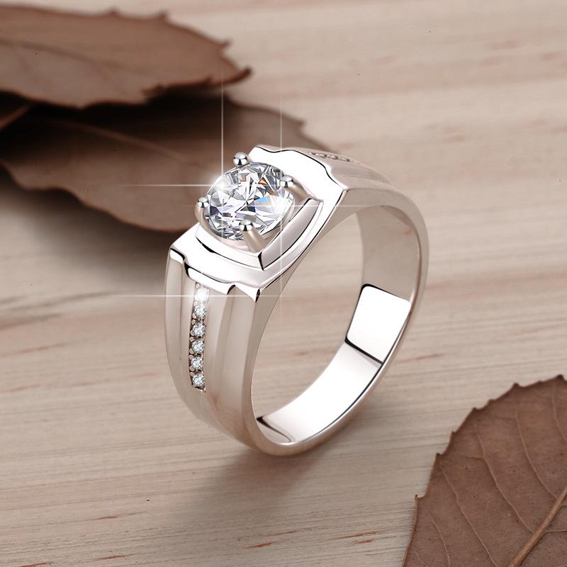 

Мужское кольцо с муассанитом 1 карат с позолоченной цельной текстурой, изысканное издание, серебро 925 пробы. Adjustable Opening