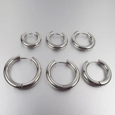 2 Stück 4mm Dicke Edelstahl Ohrring Süßer Großer Roher Kreis Ohrring Creolen Huggie Schmuck Männer Frauen Geschenk