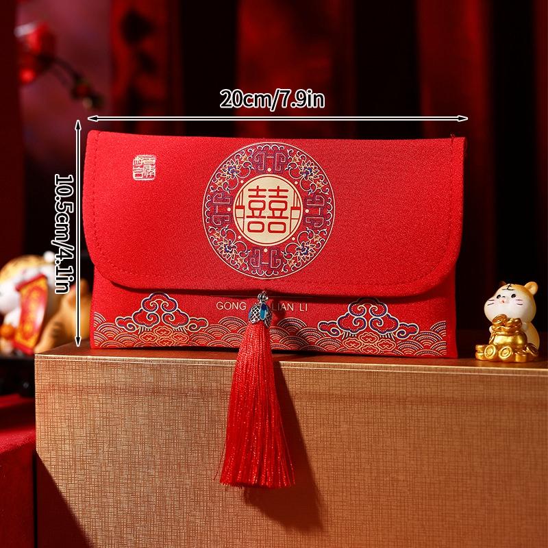 1Pc  Cloth Wedding Red Envelope Traditional Chinese Wedding Red Envelope Lucky Money Packets With Tassel Weddings Supplies