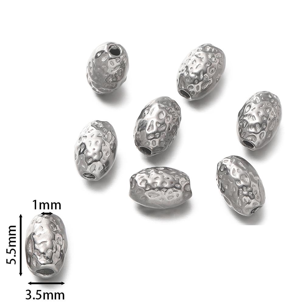10pcs/lot Stainless Steel Faceted Oval Cylindrical Spacer Beads Bracelet Beads Jewelry Making Supplies DIY Findings Accessories