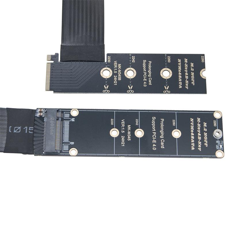 M.2 NVMe Key-M PCIe 4.0 X4 30CM Extension Cable Flexible Ribbon Riser Card for Custom PC Build Projects