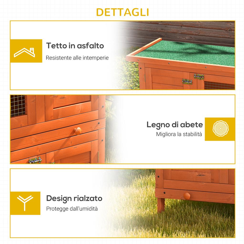 Two-Story Rabbit Cage, Outdoor Hutch Made of Fir Wood, 90x45x90 Cm, Wood and Green