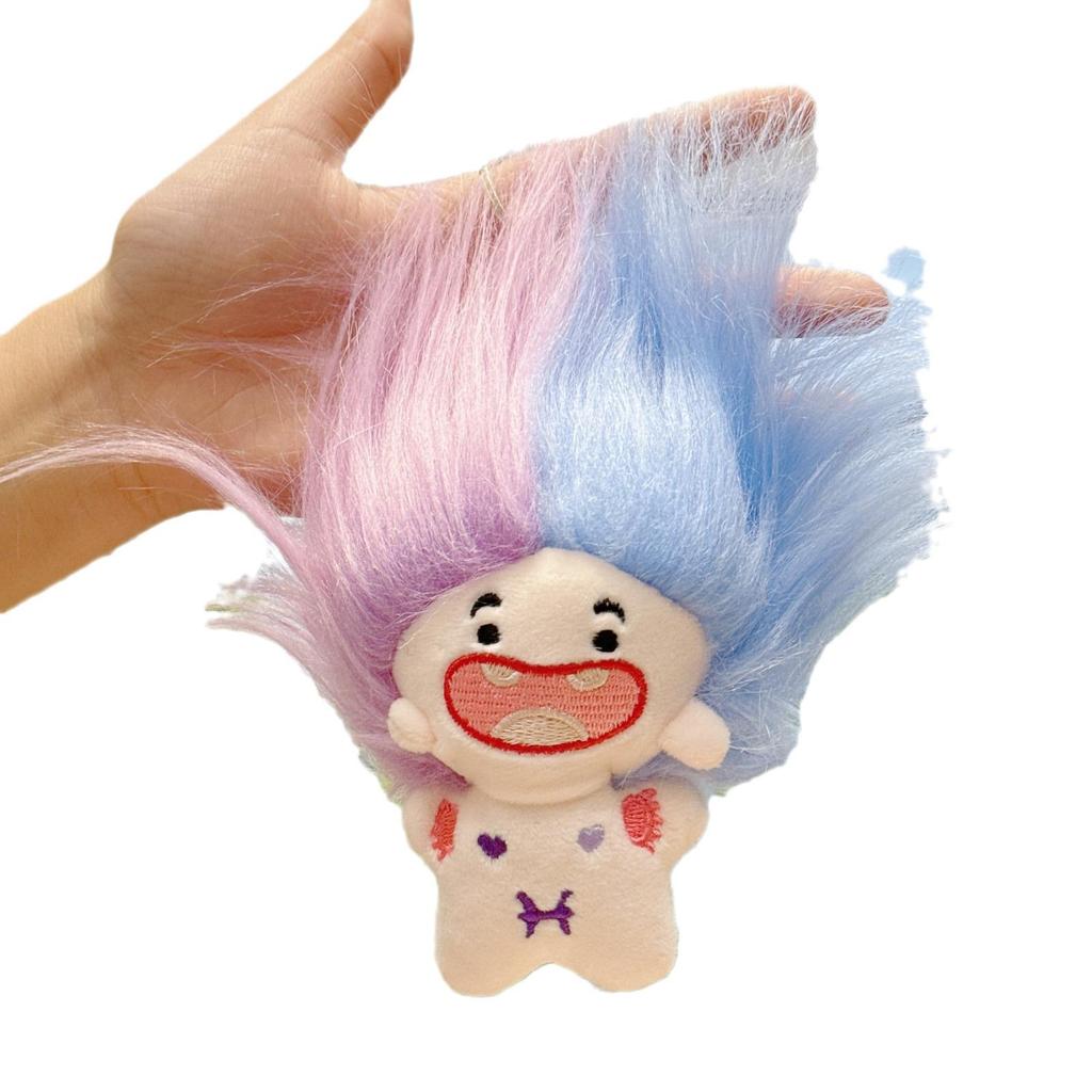 Uroczy breloczek bawełniany lalka z brakującym zębem - Kreatywna pluszowa zabawka i dekoracja plecaka