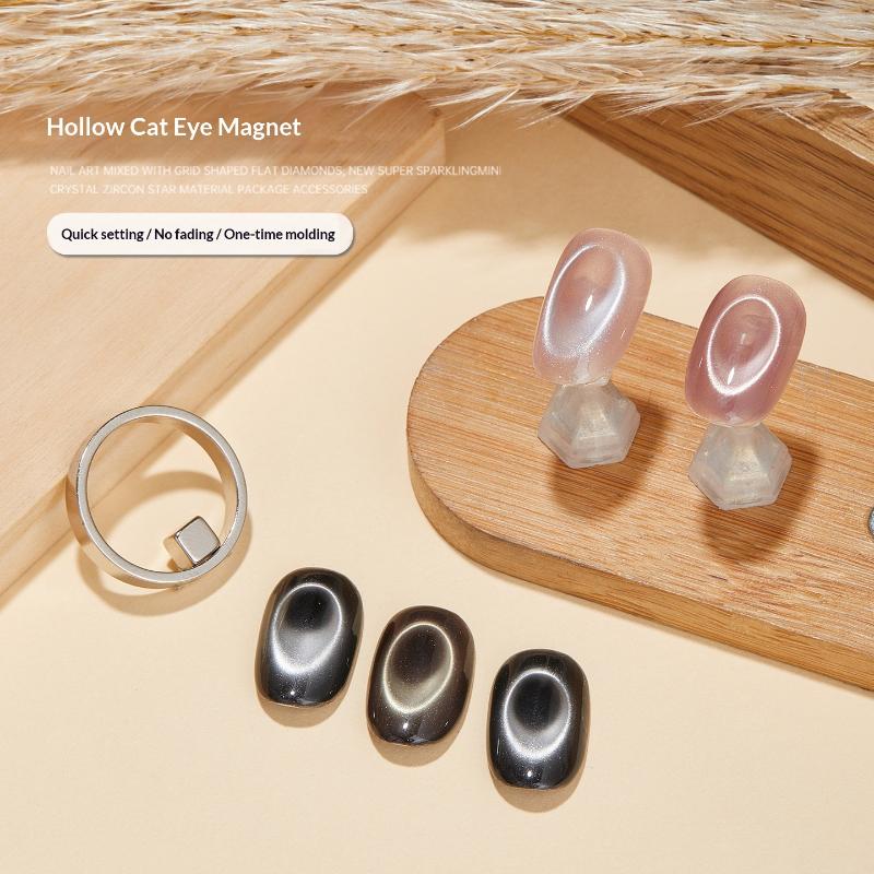 1/2Pcs Circular Cat Eye Nail Magnet Hollow Cat Eye Magnet Gel Nail Polish Ring Nail Art Magnet Set Diy Manicure Magnetic Tool