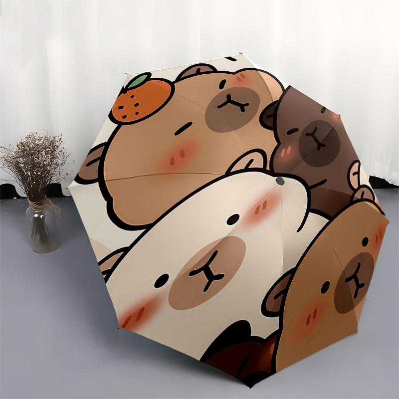 Capybara Themed Travel Umbrella-8 Ribs Automatic Opening and Closing, Portable Folding Design, Compact and Stylish Umbrella Suitable for Out