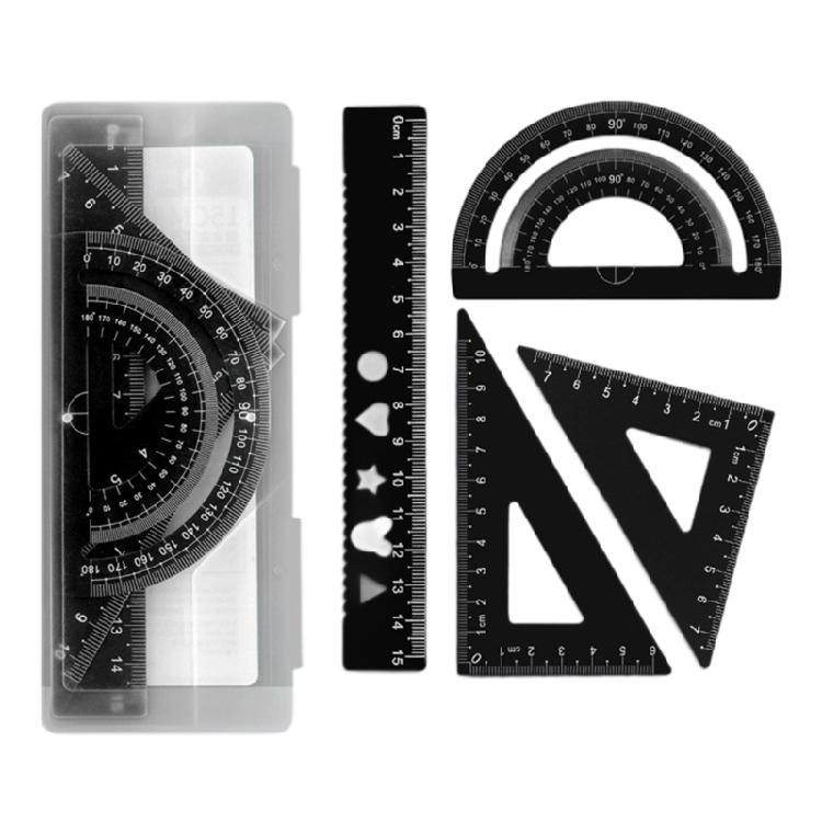 4 Pcs Protractor Drawing Set Metal Ruler Set Geometry Set Drawing Tool Math Measurement Tool for Student School Supplies