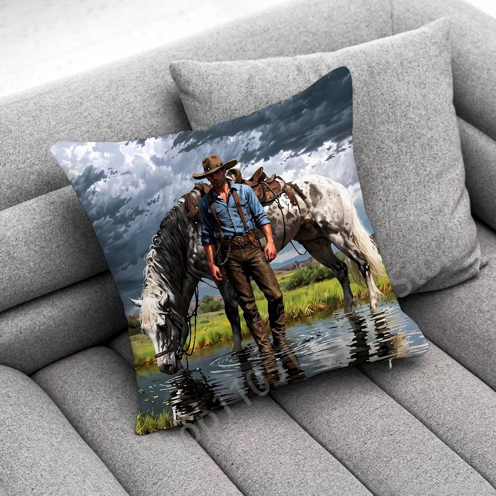 R-Red D-Dead Redemption Morgan Rdr2 Kissenbezug Für 45X45Cm 40X40Cm 55X55Cm 50X50Cm 30X30Cm Quadratisch Auto Kissenbezug Hülle