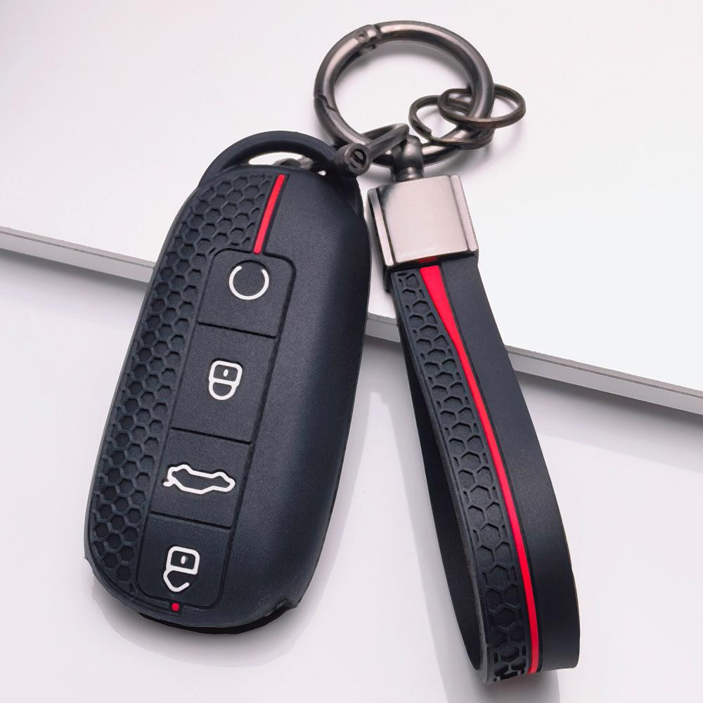 Silicone Car Keychain Strap for Chery Tiggo 7 Pro Arrizo 8 OMODA 5 Jetour Traveler Dashing Honeycomb Texture Non Slip Grip Anti Lost Key Ring Holder