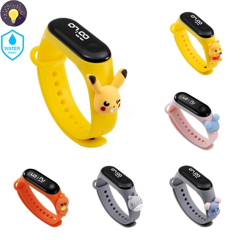 Disney Pokemon Pikachu Dětské LED hodinky Dotykový displej Silikonový řemínek Vodotěsné Školní dárek