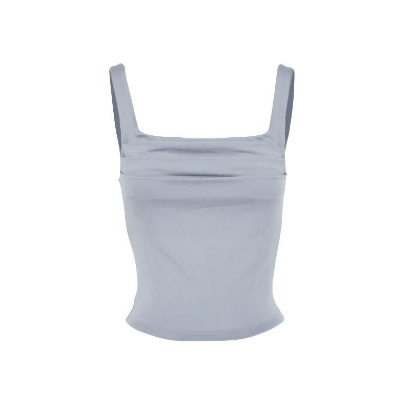 European-Style Women's Pleated Slim-Fit T-Shirt - Solid Color, Sexy Streetwear Top